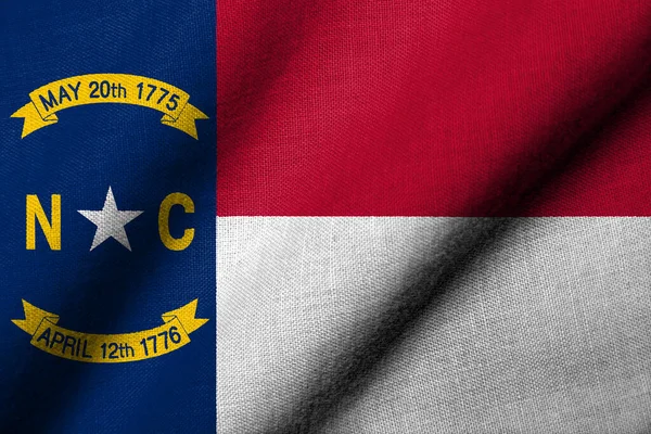Realistyczna Flaga Karoliny Północnej Falistą Tekstur Tkanin Zdjęcie Stockowe