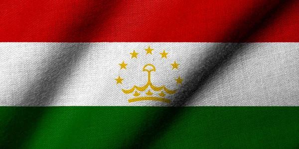 Realistic Flag Tajikistan Fabric Texture Waving ロイヤリティフリーのストック画像