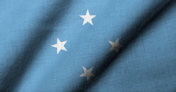Realisztikus Zászló Szövetségi Államok Mikronézia Szövet Textúra Integetett Stock Kép