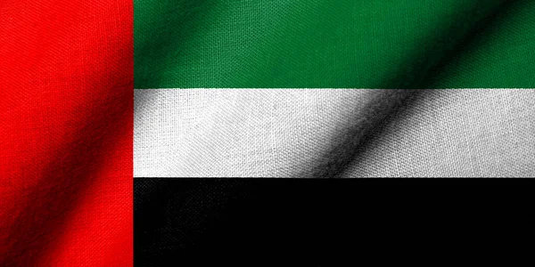 Bandiera Realistica Degli Emirati Arabi Uniti Con Texture Tessuto Sventolato Foto Stock Royalty Free