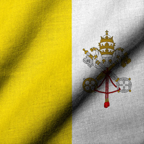 Realistic Flag Vatican City Fabric Texture Waving Stockbild