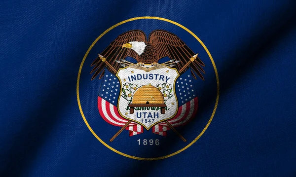 Realistic Flag Utah Fabric Texture Waving Jogdíjmentes Stock Képek