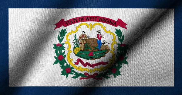 Ρεαλιστική Σημαία Της Δυτικής Βιρτζίνια Υφασμάτινη Υφή Κυματίζει Εικόνα Αρχείου