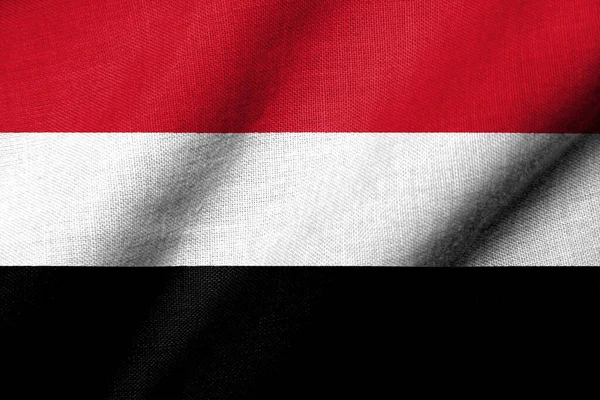 Realistic Flag Yemen Fabric Texture Waving Stockfoto