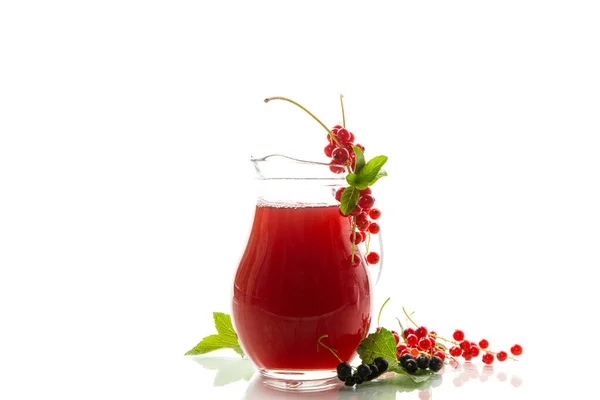 Fresh Berry Juice Red Black Currant Isolated White Background — Stock Photo, Image