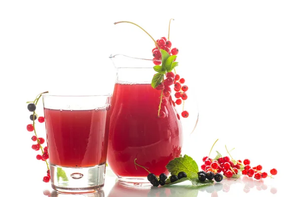 Fresh Berry Juice Red Black Currant Isolated White Background — Stock Photo, Image
