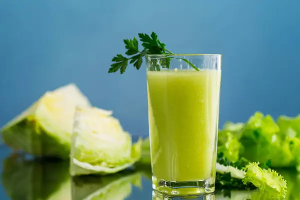 Vegetarian Smoothie Made Green Vegetables Cabbage Lettuce Greens Royalty Free Stock Images