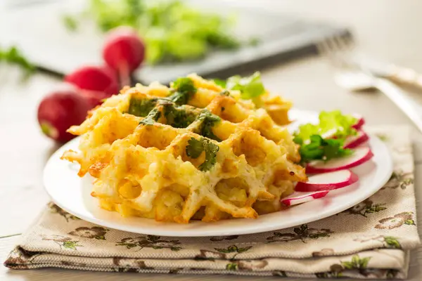Fried Crispy Vegetable Potato Waffles Stock Image