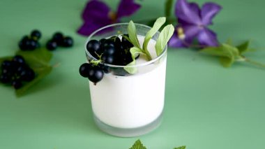 Yoğurt ve kuşüzümlü taze sağlıklı kahvaltı..