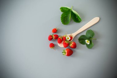 Gri arka planda sulu çilekler..