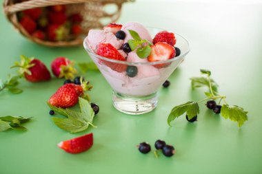 Böğürtlenli ve nane şekerli doğal dondurma..