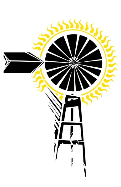Windcut Windmill Ακτίνες Του Ήλιου Κίτρινο Διάνυσμα Αρχείου