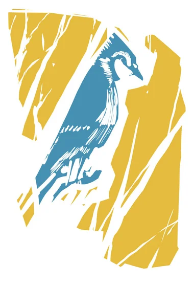 秋林中的木制蓝鸟 免版税图库插图