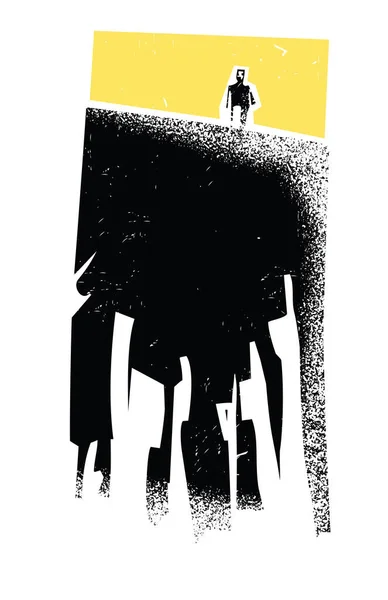 우드컷 포스터 스타일 남자를 가리키는 손가락의 복고풍 표현주의 이미지 로열티 프리 스톡 일러스트레이션