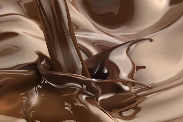 Čerstvé Tekuté Čokolády Splash Dělat Úžasné Vlny Kapky Digitální Malba — Stock fotografie