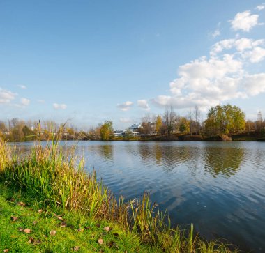 Sonbaharda Katowice 'deki Parga Gölü