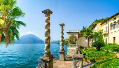 View to the lake Como from villa Monastero. Italy clipart