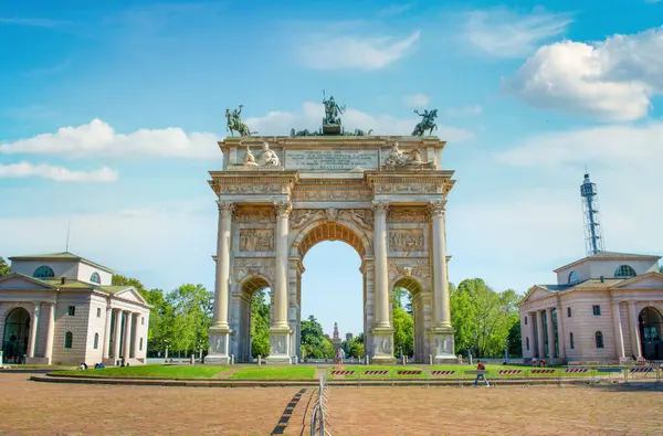 Arch Peace Sempione Park Milan Lombardy Italy — Stock Photo, Image