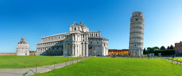 Piazza Dei Miracoli Den Pisa Katedrali Eğik Pisa Kulesi Bakın — Stok fotoğraf