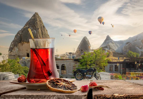 View Cappadocia Cup Turkish Tea — Stock Photo, Image