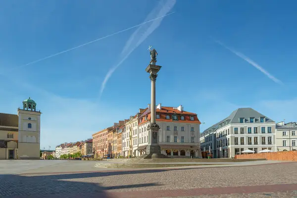 Oude Stad Warschau Polen Het Koninklijk Paleis Sigismunds Kolom Genoemd Rechtenvrije Stockafbeeldingen