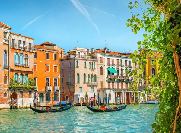 Boten Venetië Aan Het Canal Grande Italië Stockafbeelding