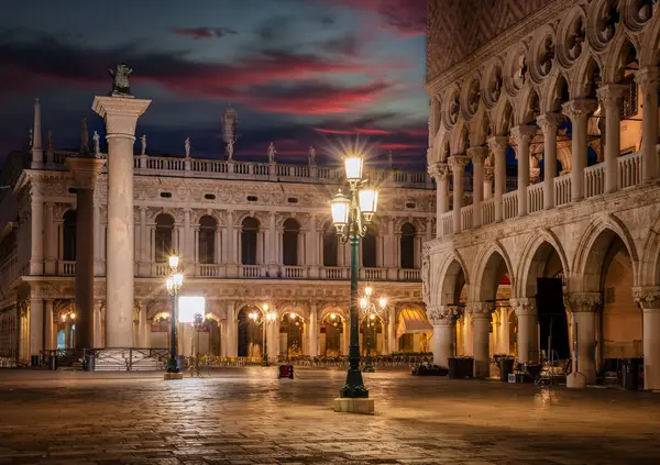 Venetian Piazza San Marco Night Italy — Stock Photo, Image