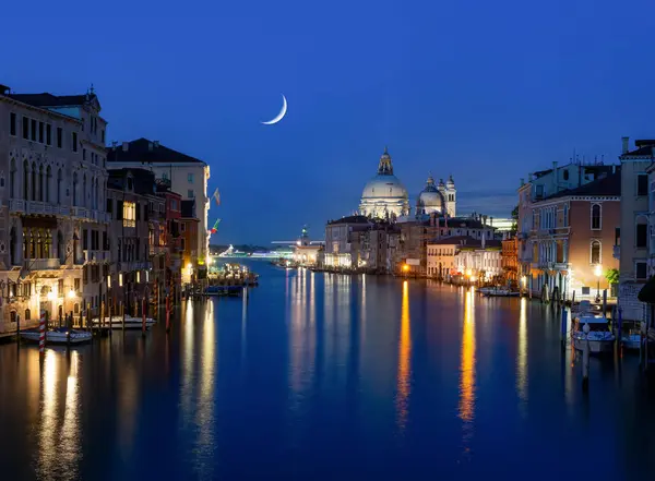 Гранд Канал Нічний Час Венеція Італія Стокова Картинка