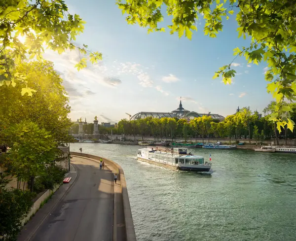 Світанок Над Річкою Сена Парижі Ліцензійні Стокові Фото