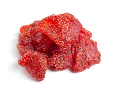 Sweet Dried strawberry berries isolated on white background.