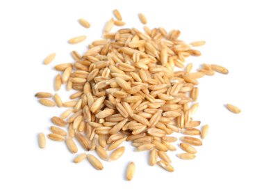 Oats grains without without husk isolated on white background.
