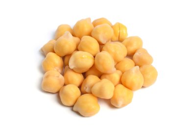 Nohut, bezelye, Bengal gram, chhana, chana, garbanzo veya garbanzo fasulyesi veya Mısır bezelyesi. Beyaz arkaplanda izole.