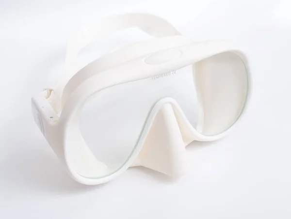 Wit Duik Snorkelmasker Witte Achtergrond — Stockfoto