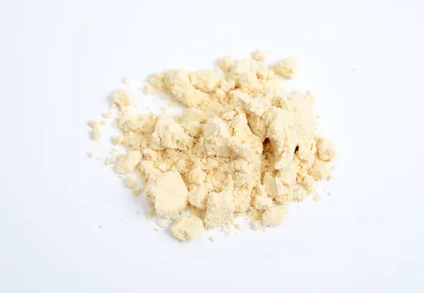 Food additive Plant protein powder isolated on white backgrouns