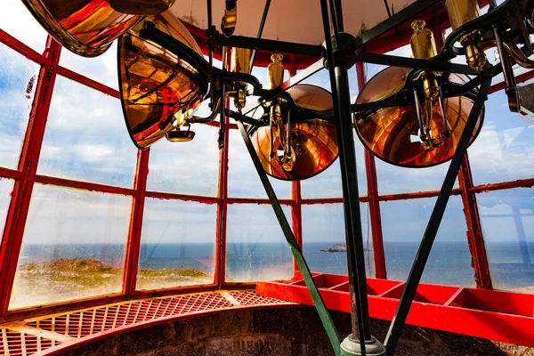Reflectores Parabólicos Lámpara Aceite Del Faro Histórico Cape Bonavista Lighthouse — Foto de Stock