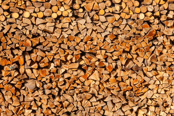Hernieuwbare Warmte Energiebron Gekapt Gesplitst Opgestapeld Hout Bosbouw Achtergrond Textuur — Stockfoto