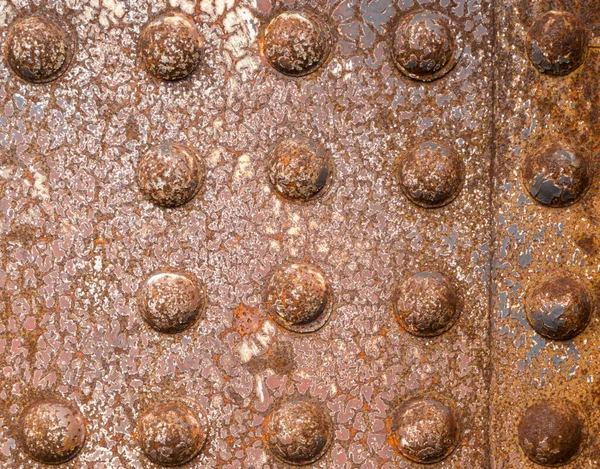 Rostige Nieten Aus Eisen Genieteten Stahlkonstruktion Hintergrund Textur Muster — Stockfoto