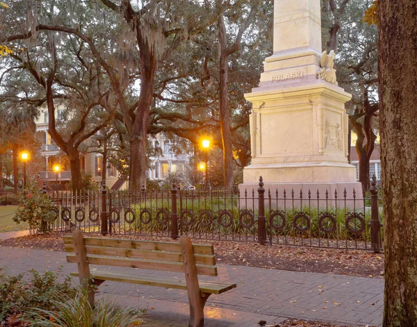 Pulaski Denkmal Monterey Square Historischen Viertel Der Innenstadt Von Savannah — Stockfoto