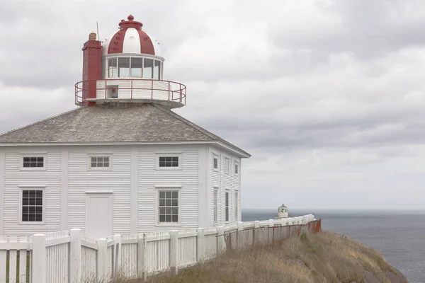 Faro Museo Antiguo Madera Cape Spear Lighthouse National Historic Site — Foto de Stock