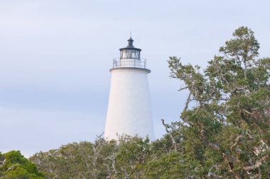 Ocracoke Deniz Feneri tarihi deniz seyrüsefer altyapısı Outer Banks OBX Ocracoke Adası, Kuzey Carolina, ABD Atlantik Kıyısı