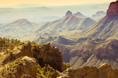 Chisos Dağları 'ndan Rio Grande Vadisi' ne manzara manzarası, Big Bend Ulusal Parkı, Teksas, ABD