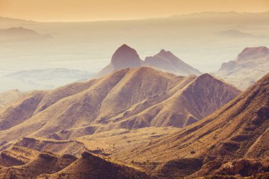 Chisos Dağları 'ndan Rio Grande Vadisi' ne manzara manzarası, Big Bend Ulusal Parkı, Teksas, ABD