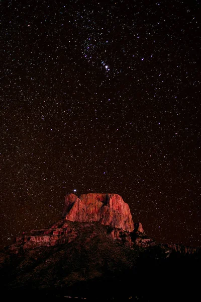 Hvězdná Noční Obloha Nad Casa Grande Peak Chisos Mountain Range — Stock fotografie