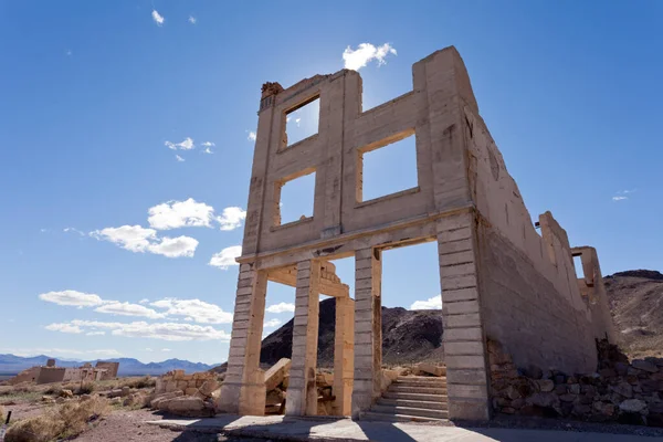 Edificio Del Banco Ruinas Rhyolite Nevada Estados Unidos Pueblo Fantasma —  Fotos de Stock