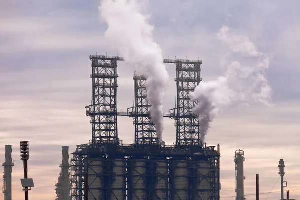 Torres Coluna Reator Processamento Vapor Indústria Petróleo Gás Planta Fábrica — Fotografia de Stock