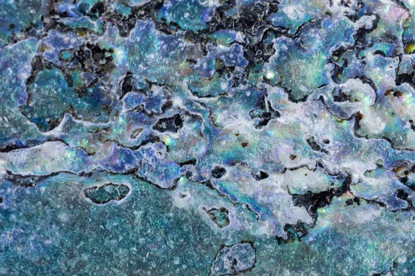 パウア ペルレモネン アバロンシェルマクロの母真珠の内側の真珠層の自然テクスチャパターン抽象的な背景 — ストック写真