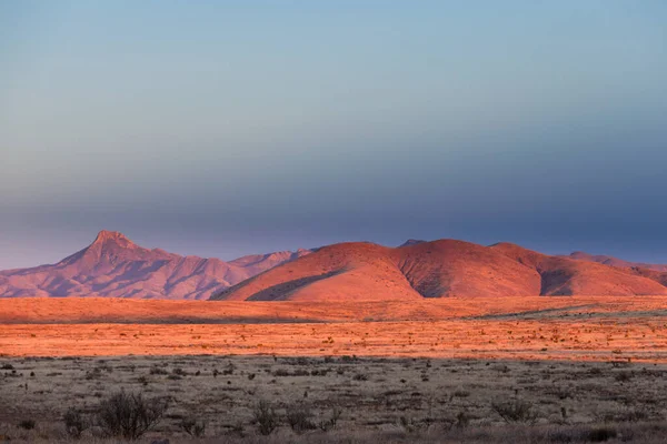 Ηλιοβασίλεμα Άγονους Λόφους Άγονο Τοπίο Υψηλής Ερήμου Του Νότιου Νέου — Φωτογραφία Αρχείου