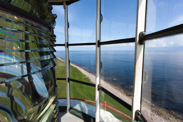 Uitzicht Atlantische Oceaan Glazen Fresnellens Van Anse Amour Lighthouse Aan — Stockfoto