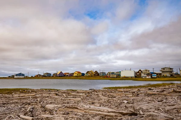 Hamlet Tuktoyaktuk Społeczność Inuvialuit Wybrzeżu Morza Beauforta Lub Oceanu Arktycznego — Zdjęcie stockowe