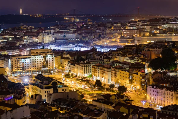 Lisboa Dec 2017 Cidade Velha Coração Lisboa Iluminada Anoitecer Dezembro — Fotografia de Stock